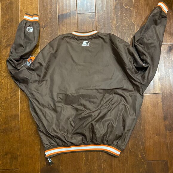 STARTER Pro Line Vintage NFL Cleveland Browns V-Neck Windbreaker Jacket XXL - Picture 6 of 9